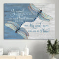 Memorial Dragonfly Painting Blue Background Canvas Gift For Members Family My Mind Still Talks To You Canvas Wall Art - Christian Wall Decor