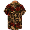 Skull and Rose Hawaiian Shirt, Hawaii shirt for Men, Gift for Skull Lovers