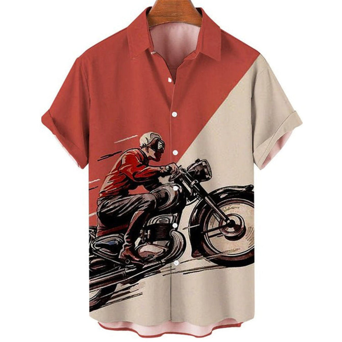 Men's Motorcycle Print Holiday Short Sleeve Hawaiian Shirts for men, Women