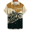 Men's Motorcycle Print Holiday Short Sleeve Hawaiian Shirts for men, Women