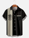 Men's Retro Rock Guitar Casual Short Sleeve Bowling hawaiian Shirt