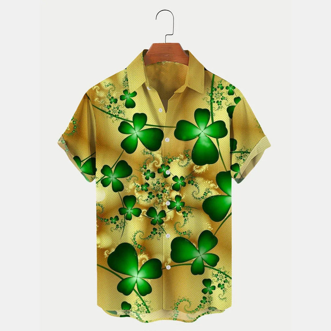 St. Patrick's Day Shamrock Print Men's Hawaiian Shirt, Hawaiian shirt for Men and women