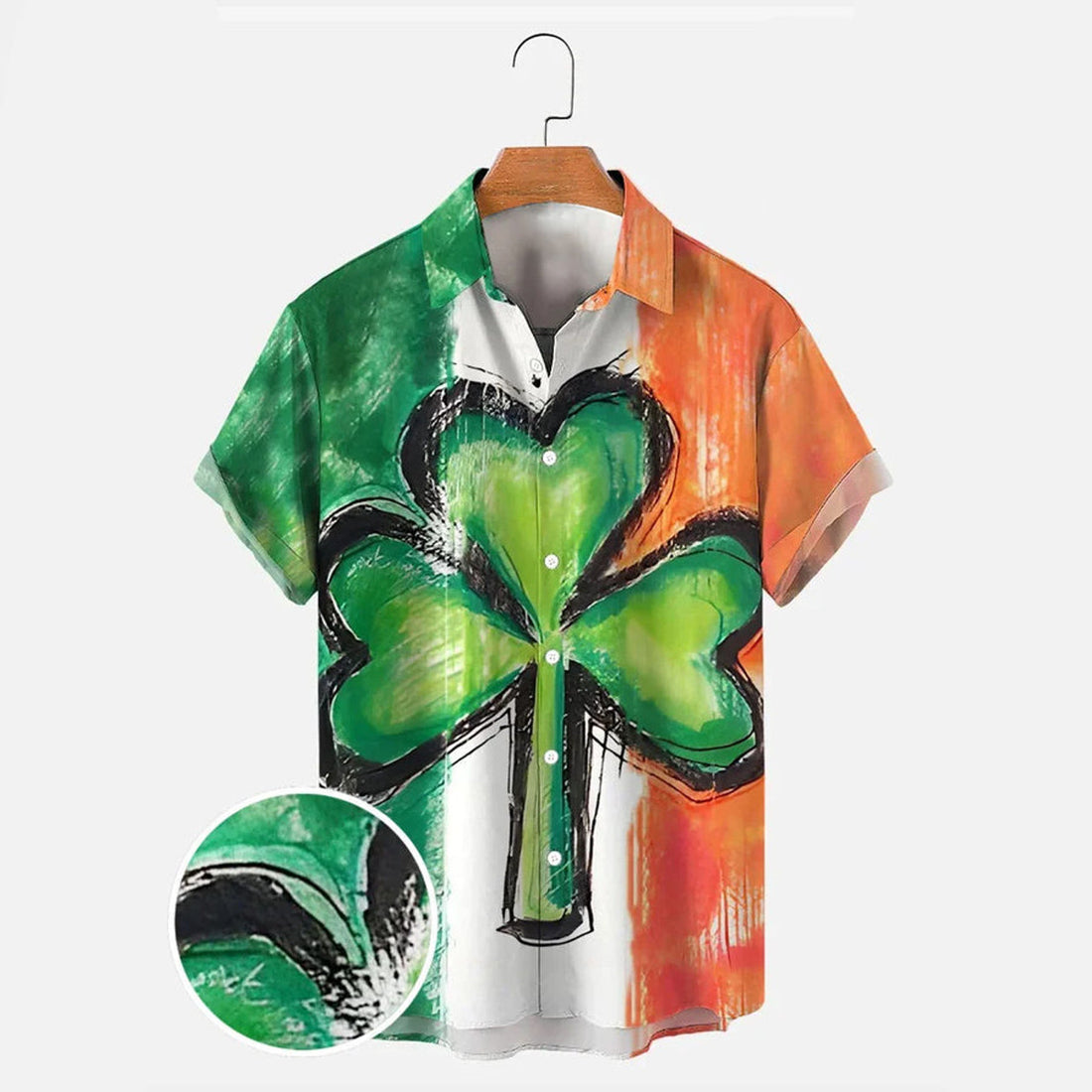 St. Patrick's Day Shamrock Men's Hawaiian Shirts, Saint Patrick Men's Hawaiian Short Sleeve Shirt