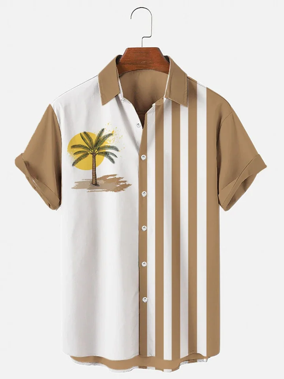 Men's Vintage Palm Tree Print Casual Short Sleeve hawaiian Shirt