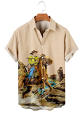 Men's Vintage Western Denim Casual hawaiian Shirt