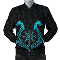 FUNSTUFFPRINTI Men's Bomber Jacket, Aegishjalmur Helm Of Awe Blue Edition Bomber Jacket