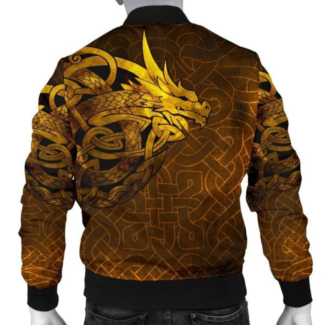 FUNSTUFFPRINTI Men's Bomber Jacket - Celtic Dragon Tattoo Bomber Jacket