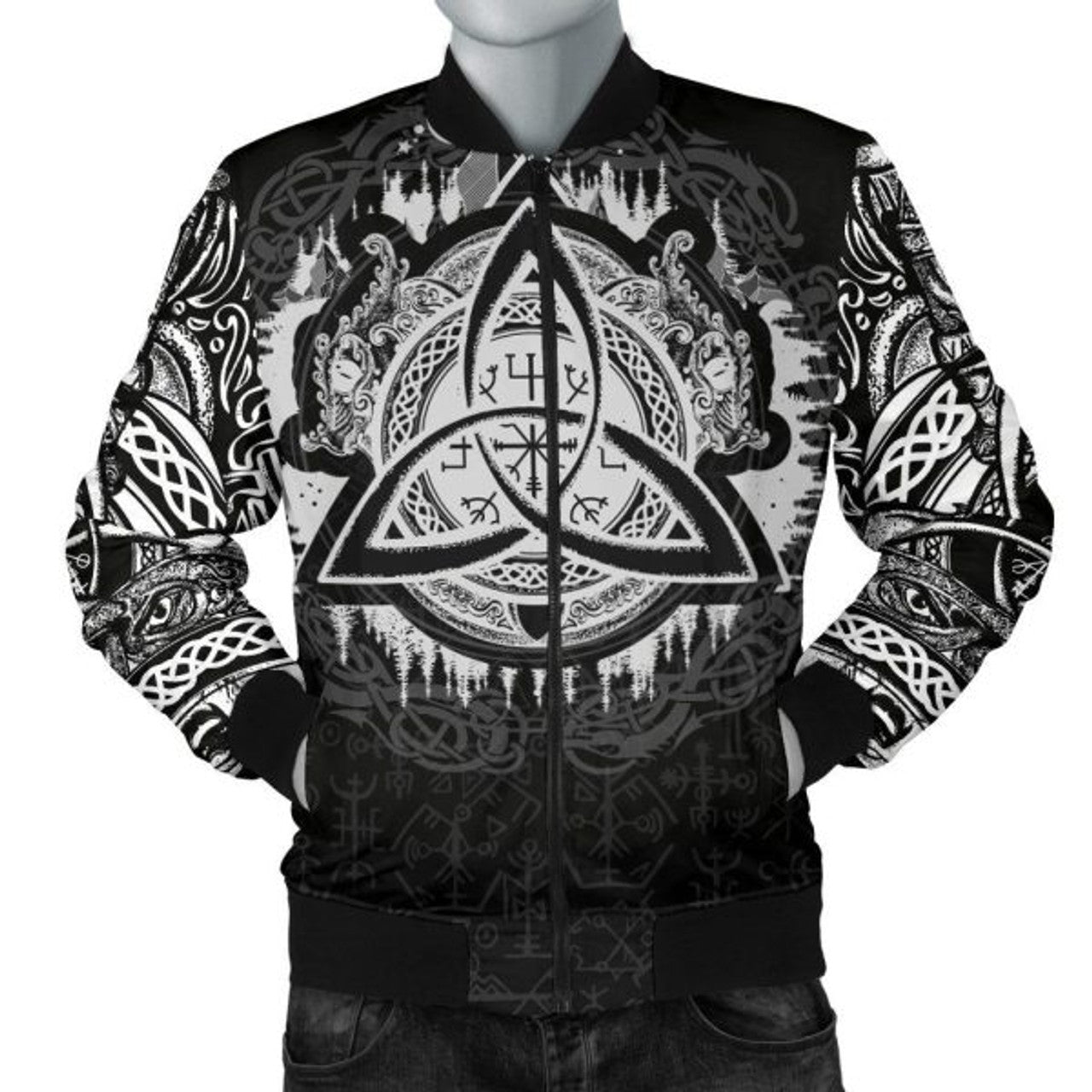 FUNSTUFFPRINTI Men's Bomber Jacket - Dragon Celtic Bomber Jacket