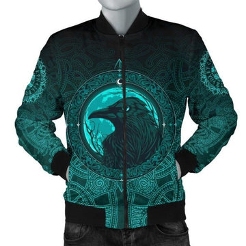 FUNSTUFFPRINT Men's Bomber Jacket, Ethnic Odin Raven Bomber Jacket