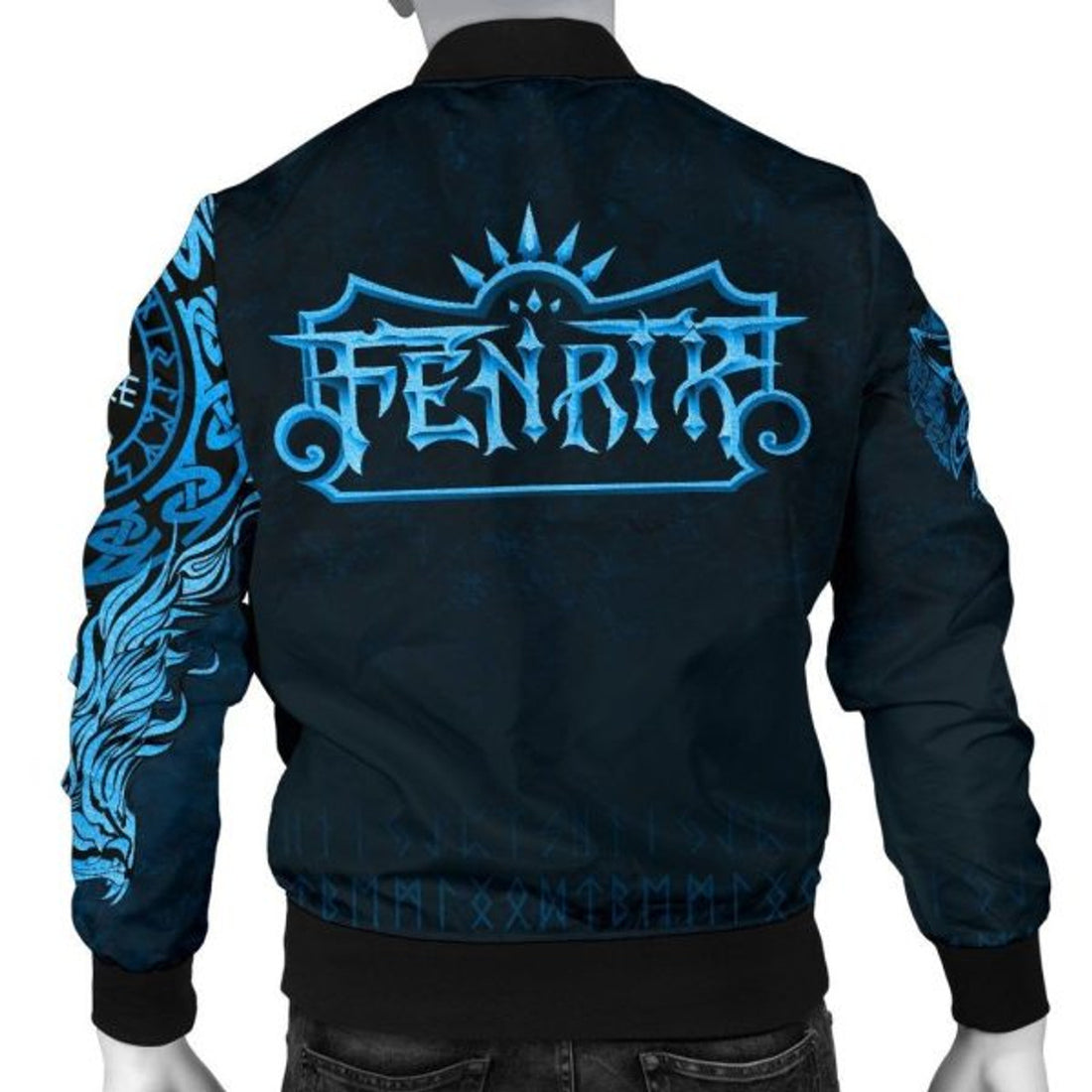FUNSTUFFPRINTI Men's Bomber Jacket , Fenrir Wolf Bomber Jacket