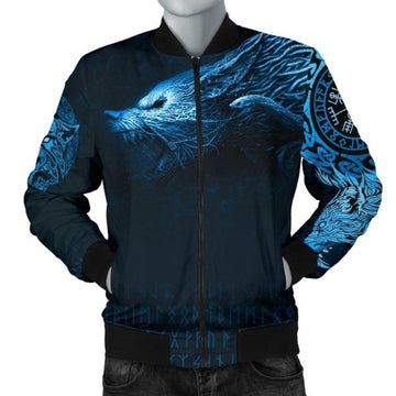 FUNSTUFFPRINTI Men's Bomber Jacket , Fenrir Wolf Bomber Jacket