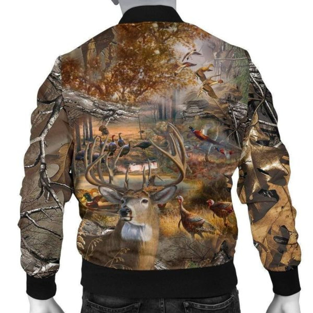 FUNSTUFFPRINTI Men's 3D Bomber Jacket - Hunting Camo Bomber Jacket