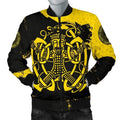 FUNSTUFFPRINTI Men's Bomber Jacket, Loki Bound Triskele Rune Gold Bomber Jacket