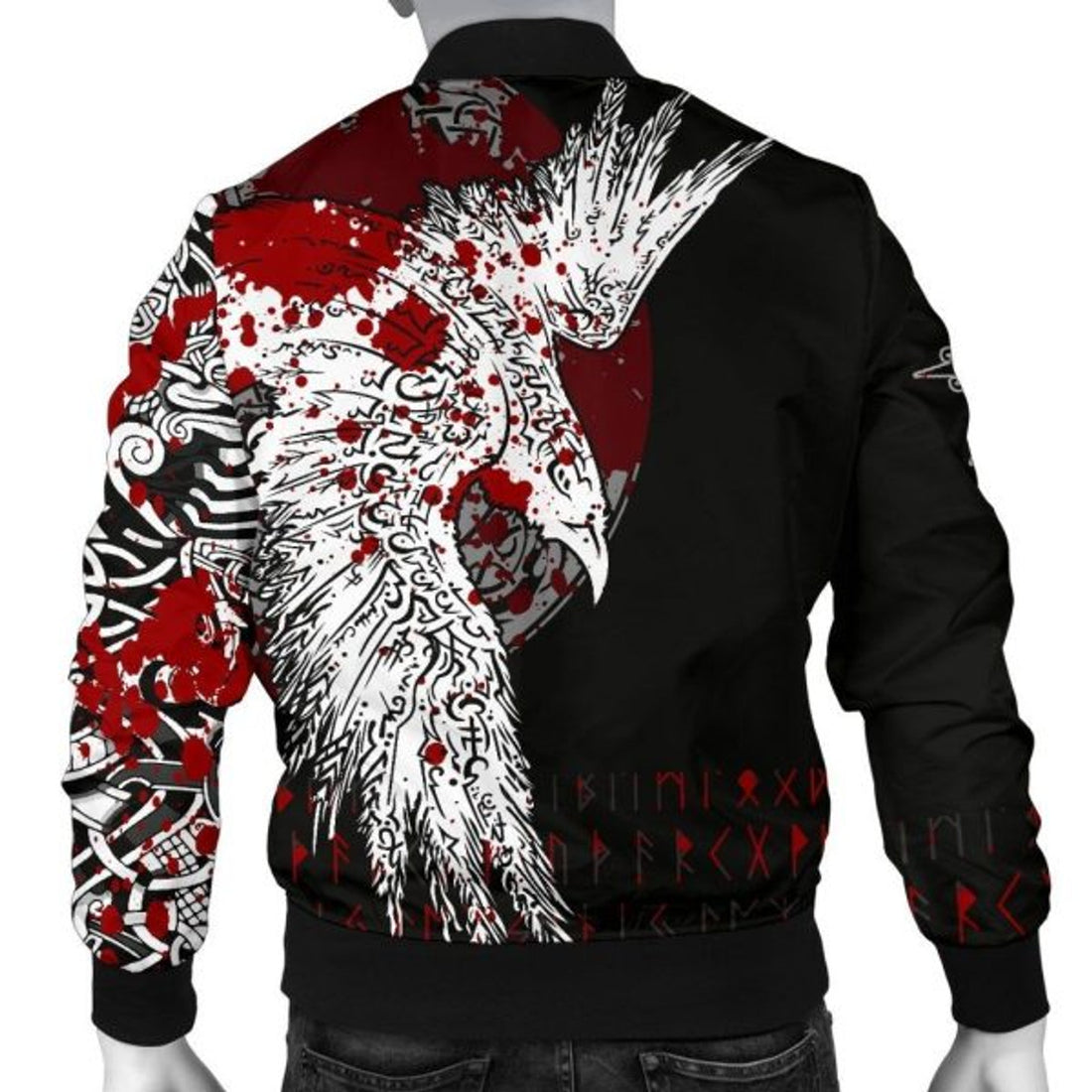 FUNSTUFFPRINTI Men's Bomber Jacket - Mystical Raven Tattoo Blood Bomber Jacket