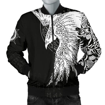 FUNSTUFFPRINTI Men's Bomber Jacket Mystical Raven Tattoo Special Bomber Jacket