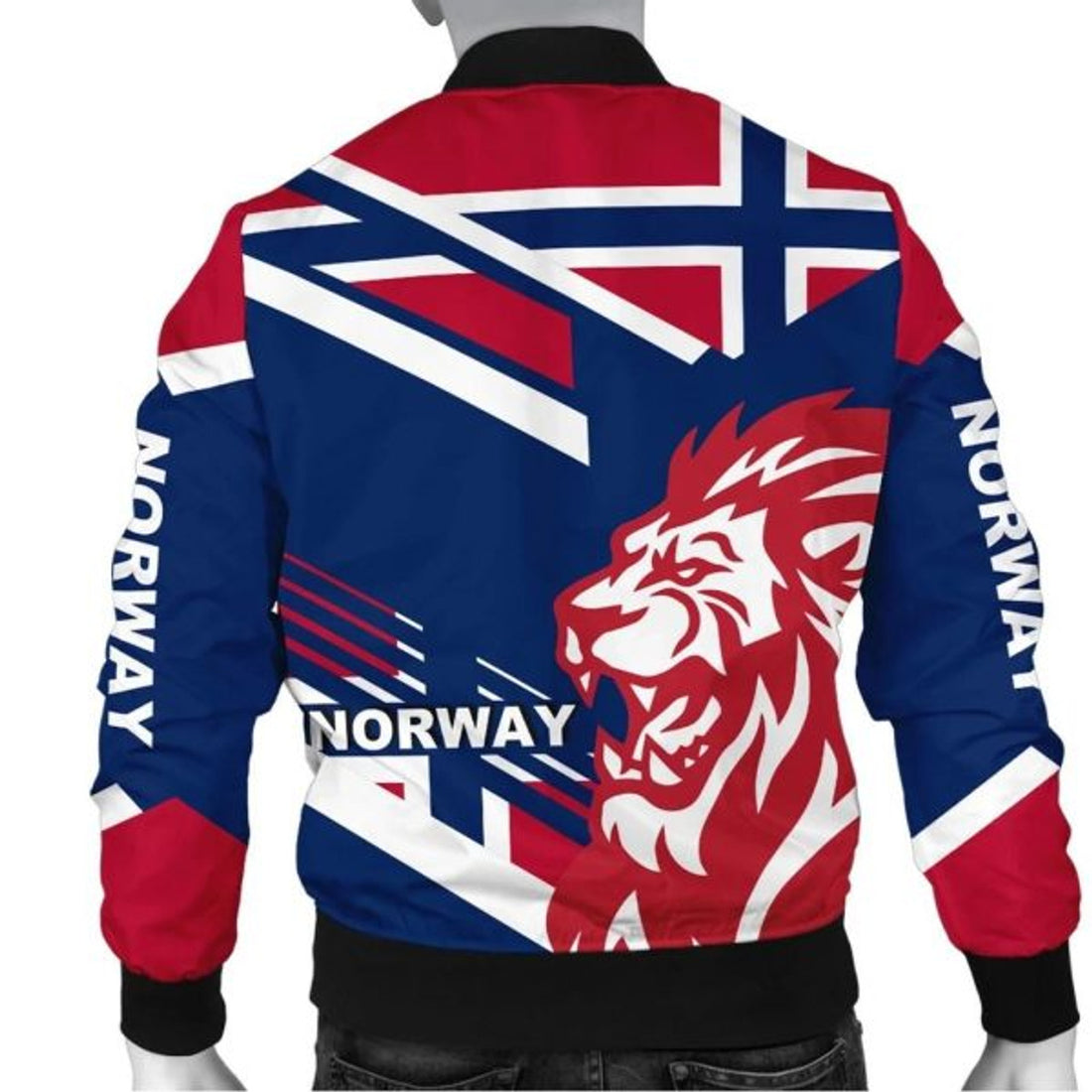 FUNSTUFFPRINTI Men's Bomber Jacket - Norway Lion Flag Bomber Jacket