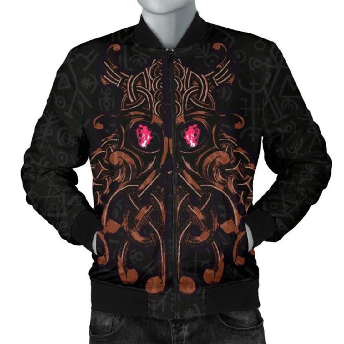 FUNSTUFFPRINTI Men's Bomber Jacket, Odin God Furthark Tattoo Special Bomber Jacket