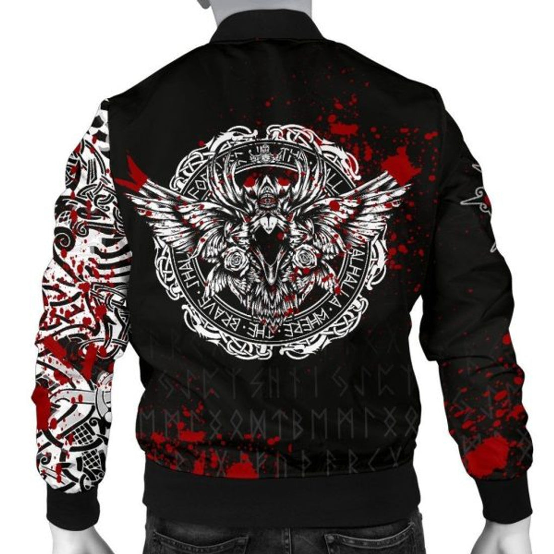 FUNSTUFFPRINTI Men's Bomber Jacket , Raven Blood Bomber Jacket