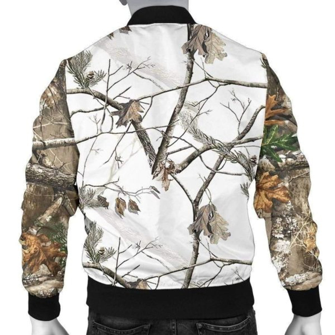 FUNSTUFFPRINTI Men's 3D Bomber Jacket - Reel Tree Snow Camo Bomber Jacket