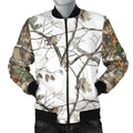 FUNSTUFFPRINTI Men's 3D Bomber Jacket - Reel Tree Snow Camo Bomber Jacket