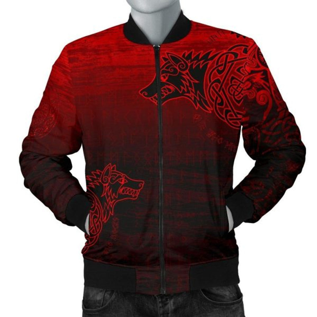 FUNSTUFFPRINT Men's Bomber Jacket, Skoll And Hati Bomber Jacket