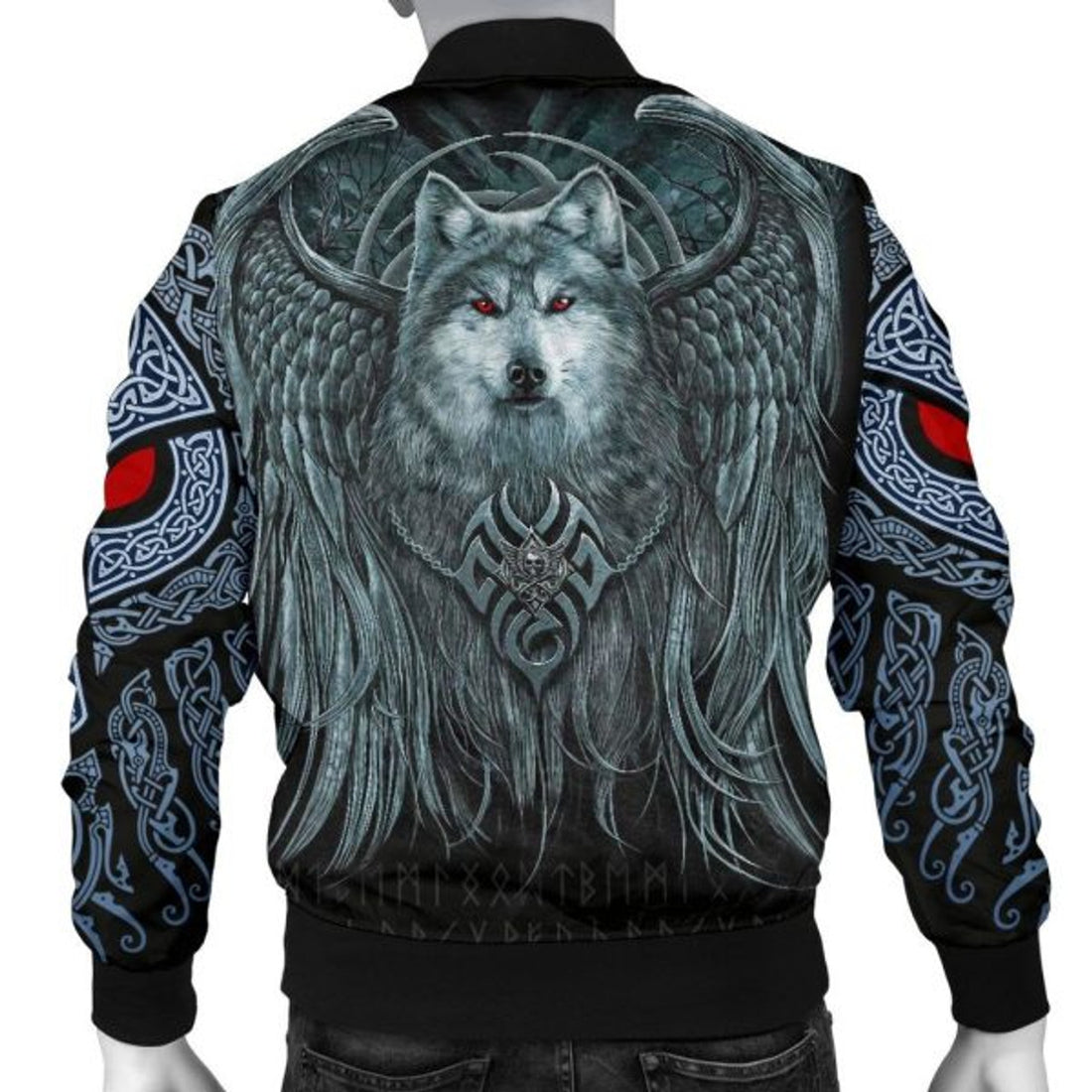FUNSTUFFPRINTI Men's Bomber Jacket , Spiral Wolf Spirit Bomber Jacket
