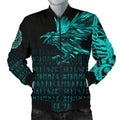 FUNSTUFFPRINTI Men's Bomber Jacket - The Raven Of Odin Rune Cyan Bomber Jacket