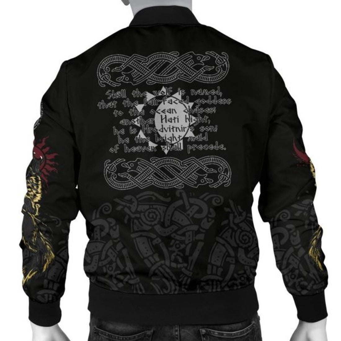 FUNSTUFFPRINTI Men's Bomber Jacket The Wolves Skoll and Hati Bomber Jacket