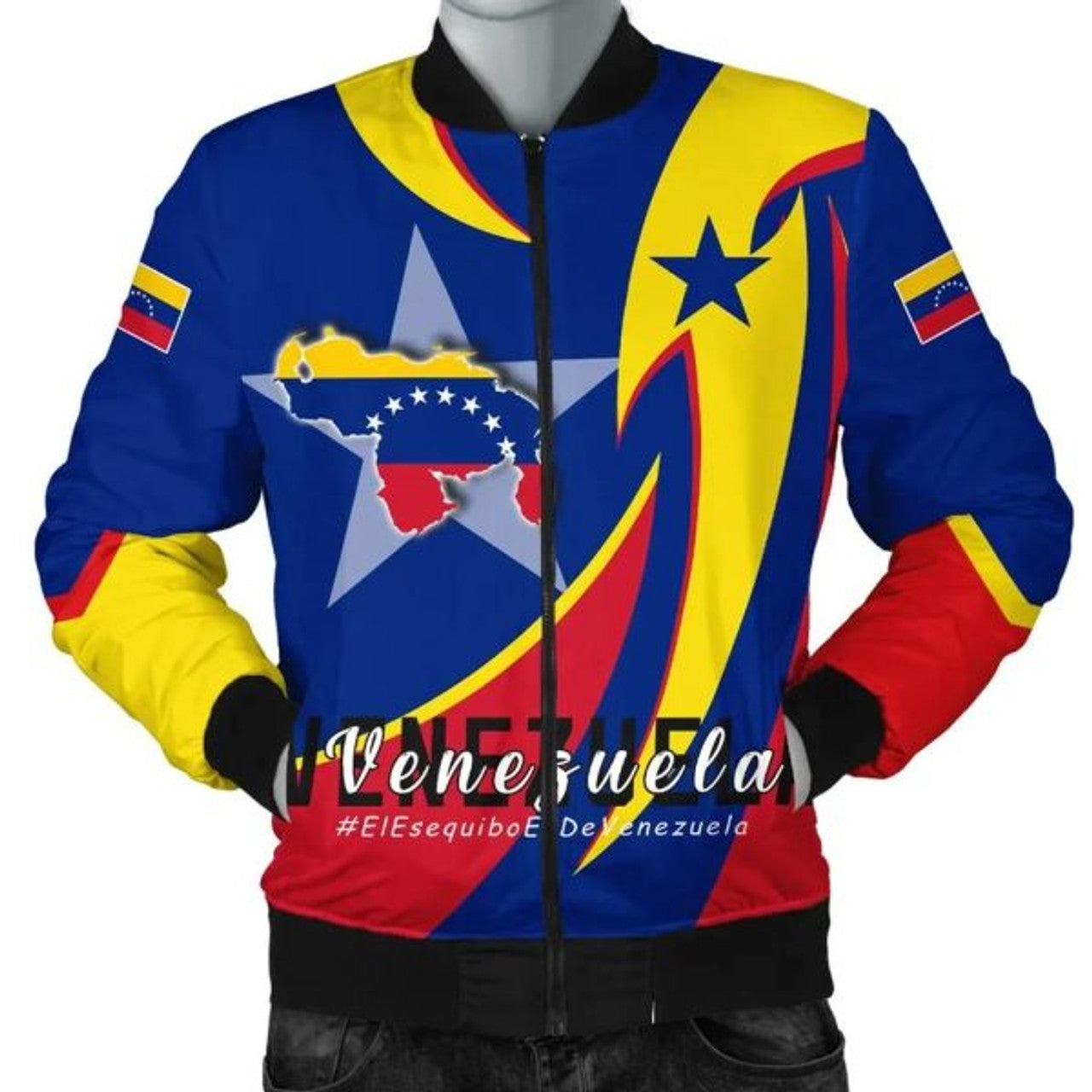 FUNSTUFFPRINTI Men's Bomber Jacket - Venezuela In My Heart Bomber Jacket