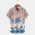 Coconut Tree Printed Casual Breathable Hawaiian Short Sleeve Shirt, Hawaiian shirt vintage, Hawaiian shirt for men, Women