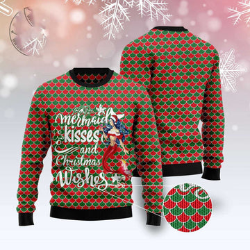 FUNSTUFFPRINT Mermaid Christmas Ugly Christmas Sweater, Christmas Sweater, Ugly Sweater, Funny Xmas Sweaters Ugly Sweater