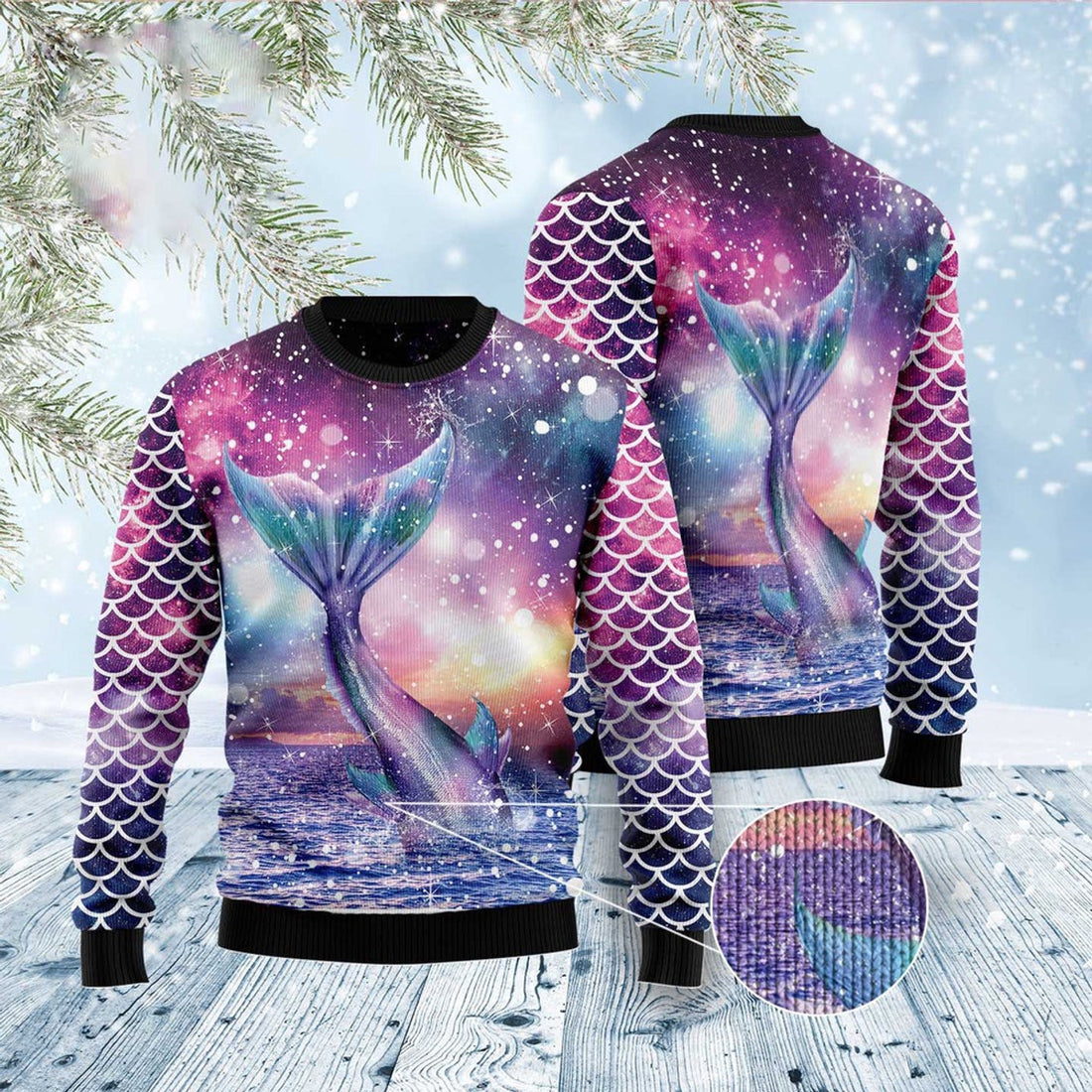 FUNSTUFFPRINT Mermaid Soul Ugly Christmas Sweater, Christmas Sweater, Ugly Sweater, Funny Xmas Sweaters Ugly Sweater