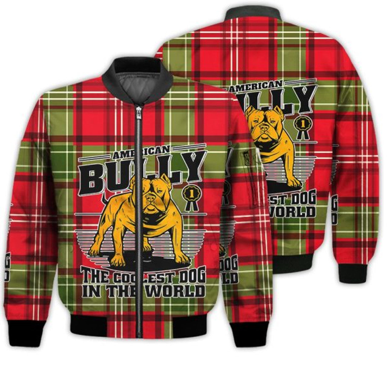 FUNSTUFFPRINTI Merry Christmas American Bully The Coolest Dog Retro Christmas Holiday Gifts Unisex 3D Bomber Jacket