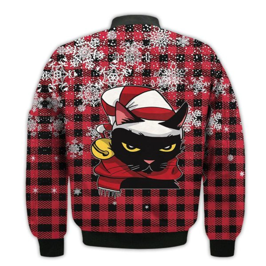 FUNSTUFFPRINTI Merry Christmas Angry Cat Christmas Retro Christmas Holiday Gifts Unisex 3D Bomber Jacket