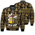 FUNSTUFFPRINTI Merry Christmas Bee Merry Retro Christmas Holiday Gifts Unisex 3D Bomber Jacket