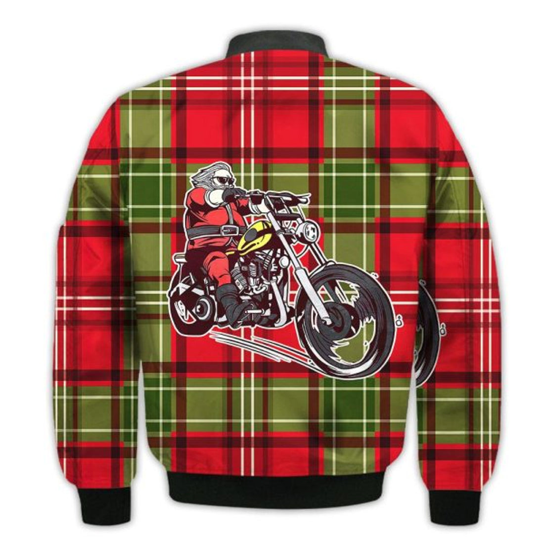 FUNSTUFFPRINTI Merry Christmas Biker Santa Retro Christmas Holiday Gifts Unisex 3D Bomber Jacket
