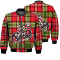 FUNSTUFFPRINTI Merry Christmas Biker Santa Retro Christmas Holiday Gifts Unisex 3D Bomber Jacket