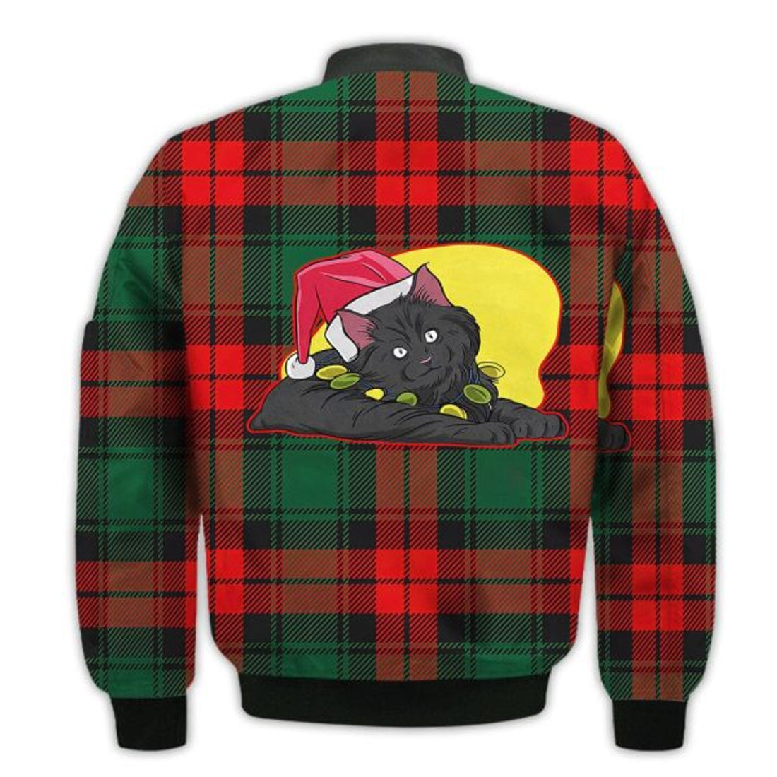 FUNSTUFFPRINTI Merry Christmas Black Cat Retro Christmas Holiday Gifts Unisex 3D Bomber Jacket