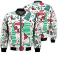 FUNSTUFFPRINTI Merry Christmas Bulldog Retro Christmas Holiday Gifts Unisex 3D Bomber Jacket