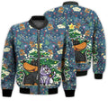 FUNSTUFFPRINTI Merry Christmas Cat And Dog Under Christmas Tree Retro Christmas Holiday Gifts Unisex 3D Bomber Jacket