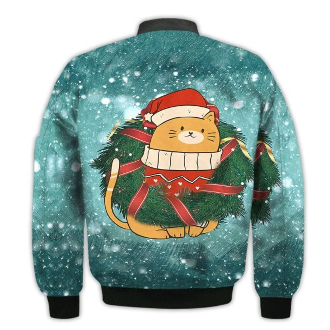 FUNSTUFFPRINTI Merry Christmas Cat In Christmas Retro Christmas Holiday Gifts Unisex 3D Bomber Jacket