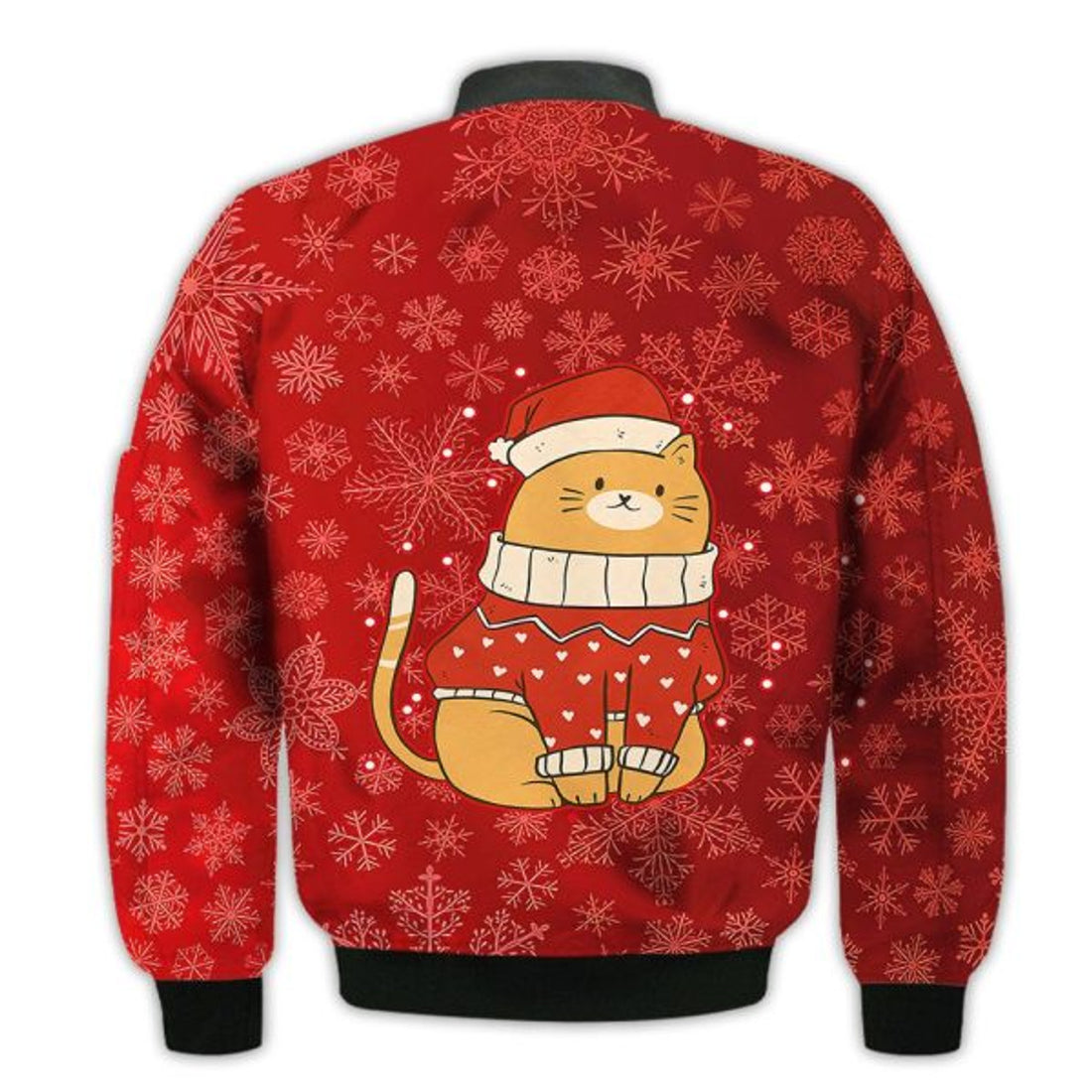 FUNSTUFFPRINTI Merry Christmas Cat Snow In Christmas Retro Christmas Holiday Gifts Unisex 3D Bomber Jacket