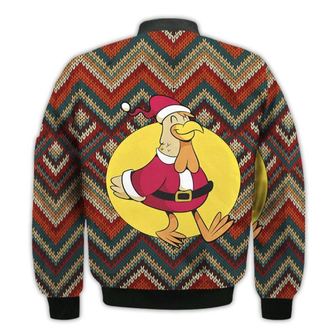 FUNSTUFFPRINTI Merry Christmas Chicken As Santa Claus Retro Christmas Holiday Gifts Unisex 3D Bomber Jacket