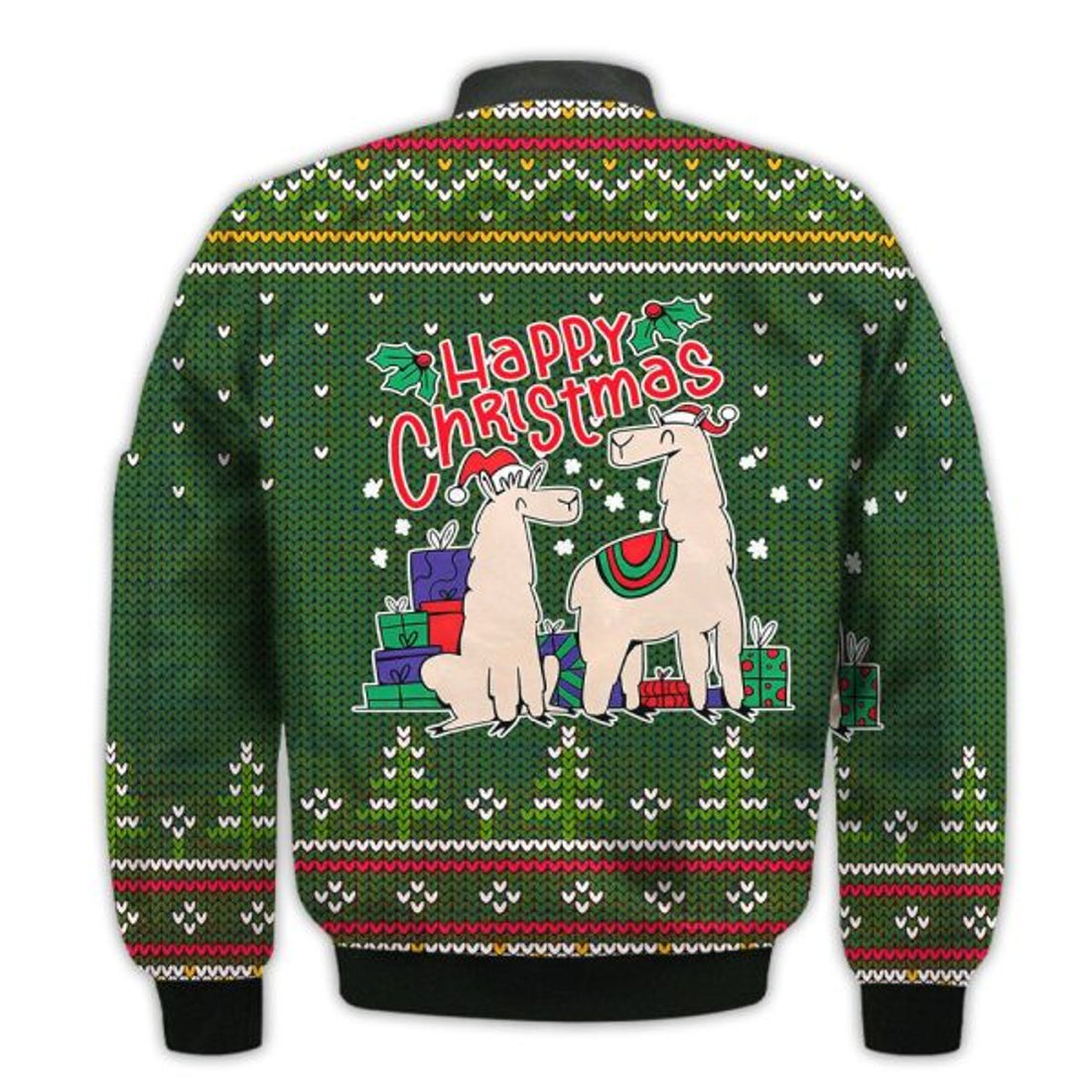 FUNSTUFFPRINTI Merry Christmas Christmas Alpacas Retro Christmas Holiday Gifts Unisex 3D Bomber Jacket