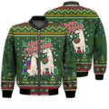 FUNSTUFFPRINTI Merry Christmas Christmas Alpacas Retro Christmas Holiday Gifts Unisex 3D Bomber Jacket