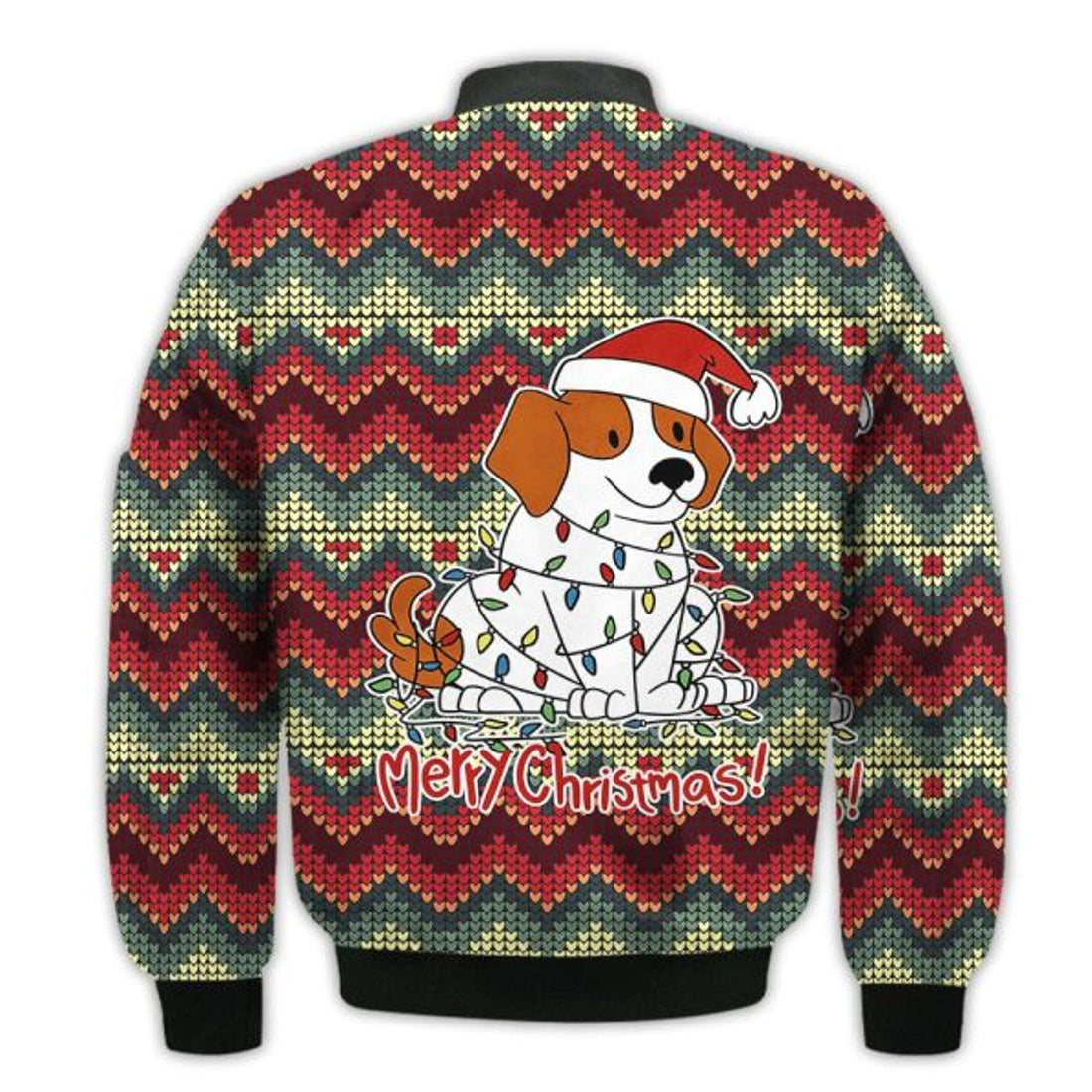 FUNSTUFFPRINTI Merry Christmas Christmas Beagle Dog Retro Christmas Holiday Gifts Unisex 3D Bomber Jacket