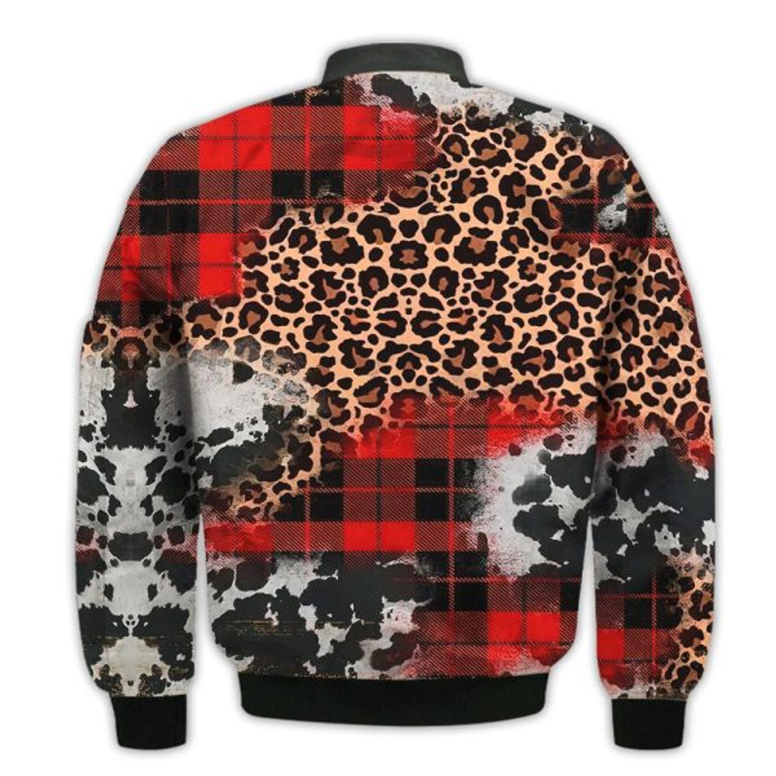 FUNSTUFFPRINTI Merry Christmas Christmas Cow Leopard Retro Christmas Holiday Gifts Unisex 3D Bomber Jacket