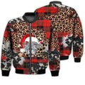 FUNSTUFFPRINTI Merry Christmas Christmas Cow Leopard Retro Christmas Holiday Gifts Unisex 3D Bomber Jacket