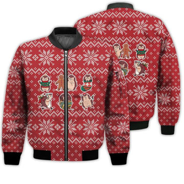 FUNSTUFFPRINTI Merry Christmas Christmas Hedgehog Retro Christmas Holiday Gifts Unisex 3D Bomber Jacket
