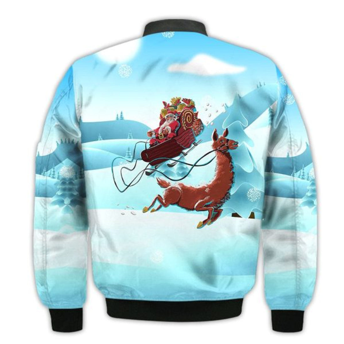 FUNSTUFFPRINTI Merry Christmas Christmas Santa And llama Retro Christmas Holiday Gifts Unisex 3D Bomber Jacket